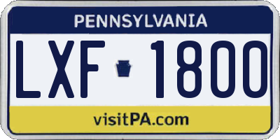 PA license plate LXF1800