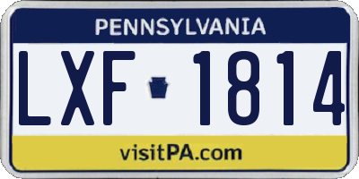 PA license plate LXF1814