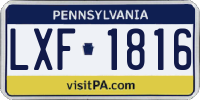 PA license plate LXF1816