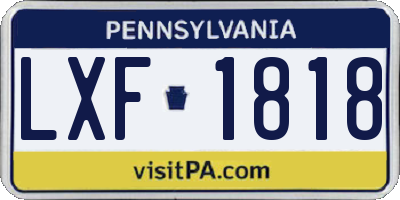 PA license plate LXF1818