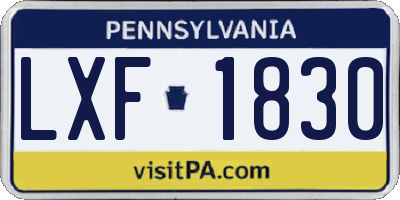 PA license plate LXF1830