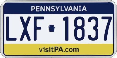 PA license plate LXF1837