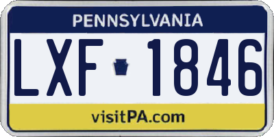 PA license plate LXF1846