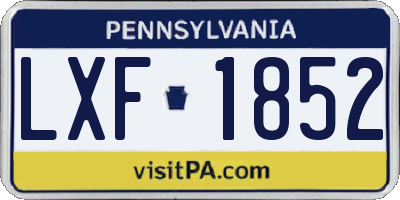 PA license plate LXF1852