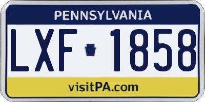 PA license plate LXF1858