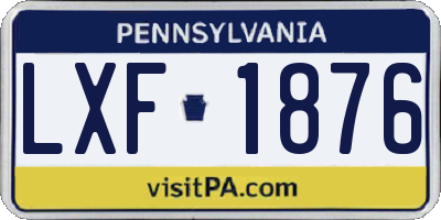 PA license plate LXF1876