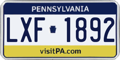 PA license plate LXF1892