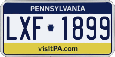 PA license plate LXF1899