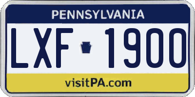PA license plate LXF1900