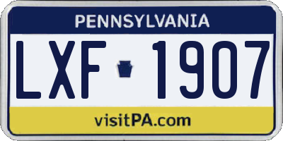 PA license plate LXF1907