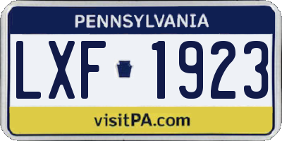 PA license plate LXF1923