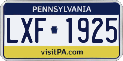 PA license plate LXF1925