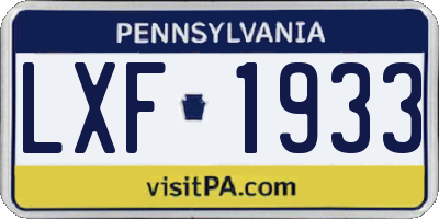 PA license plate LXF1933