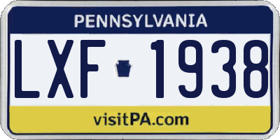 PA license plate LXF1938