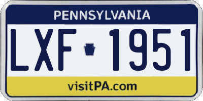 PA license plate LXF1951