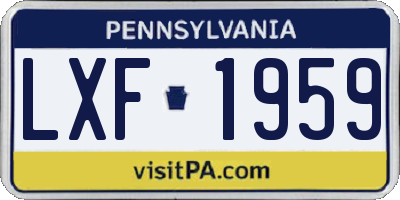 PA license plate LXF1959