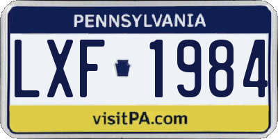 PA license plate LXF1984