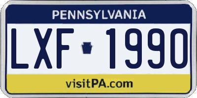 PA license plate LXF1990