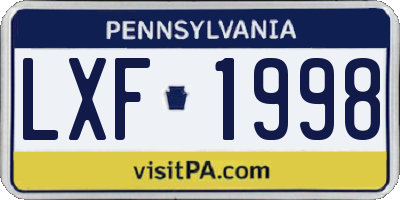 PA license plate LXF1998