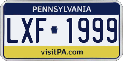 PA license plate LXF1999