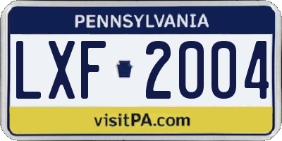 PA license plate LXF2004