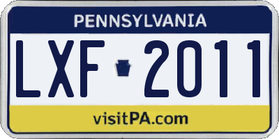 PA license plate LXF2011