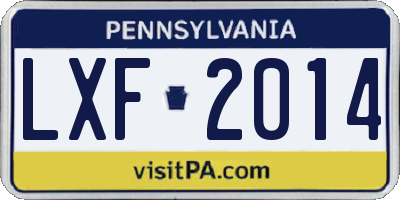 PA license plate LXF2014