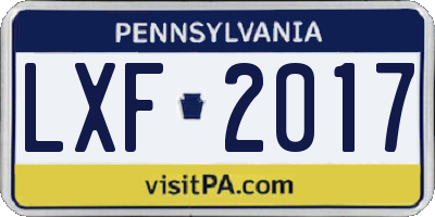 PA license plate LXF2017