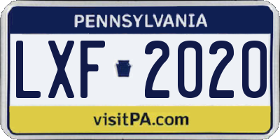 PA license plate LXF2020