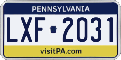 PA license plate LXF2031