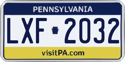 PA license plate LXF2032