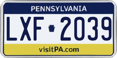 PA license plate LXF2039
