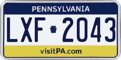 PA license plate LXF2043