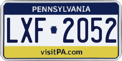 PA license plate LXF2052