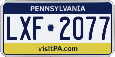 PA license plate LXF2077