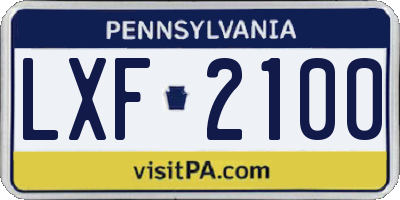 PA license plate LXF2100