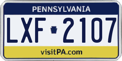 PA license plate LXF2107