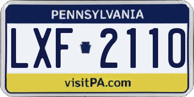 PA license plate LXF2110