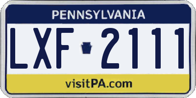 PA license plate LXF2111