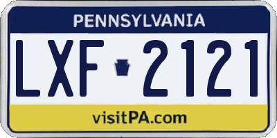 PA license plate LXF2121
