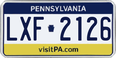 PA license plate LXF2126
