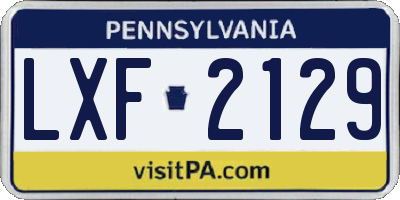 PA license plate LXF2129