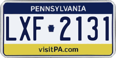 PA license plate LXF2131