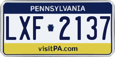 PA license plate LXF2137