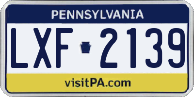 PA license plate LXF2139