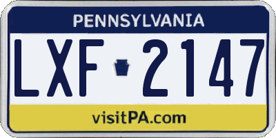 PA license plate LXF2147