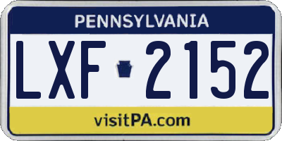 PA license plate LXF2152
