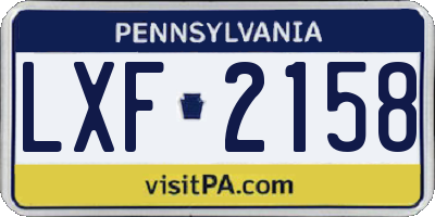 PA license plate LXF2158