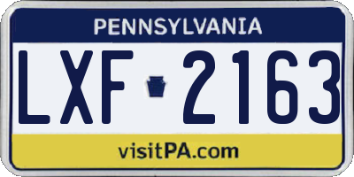 PA license plate LXF2163
