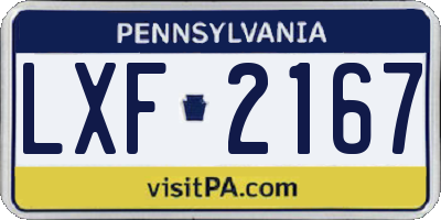 PA license plate LXF2167